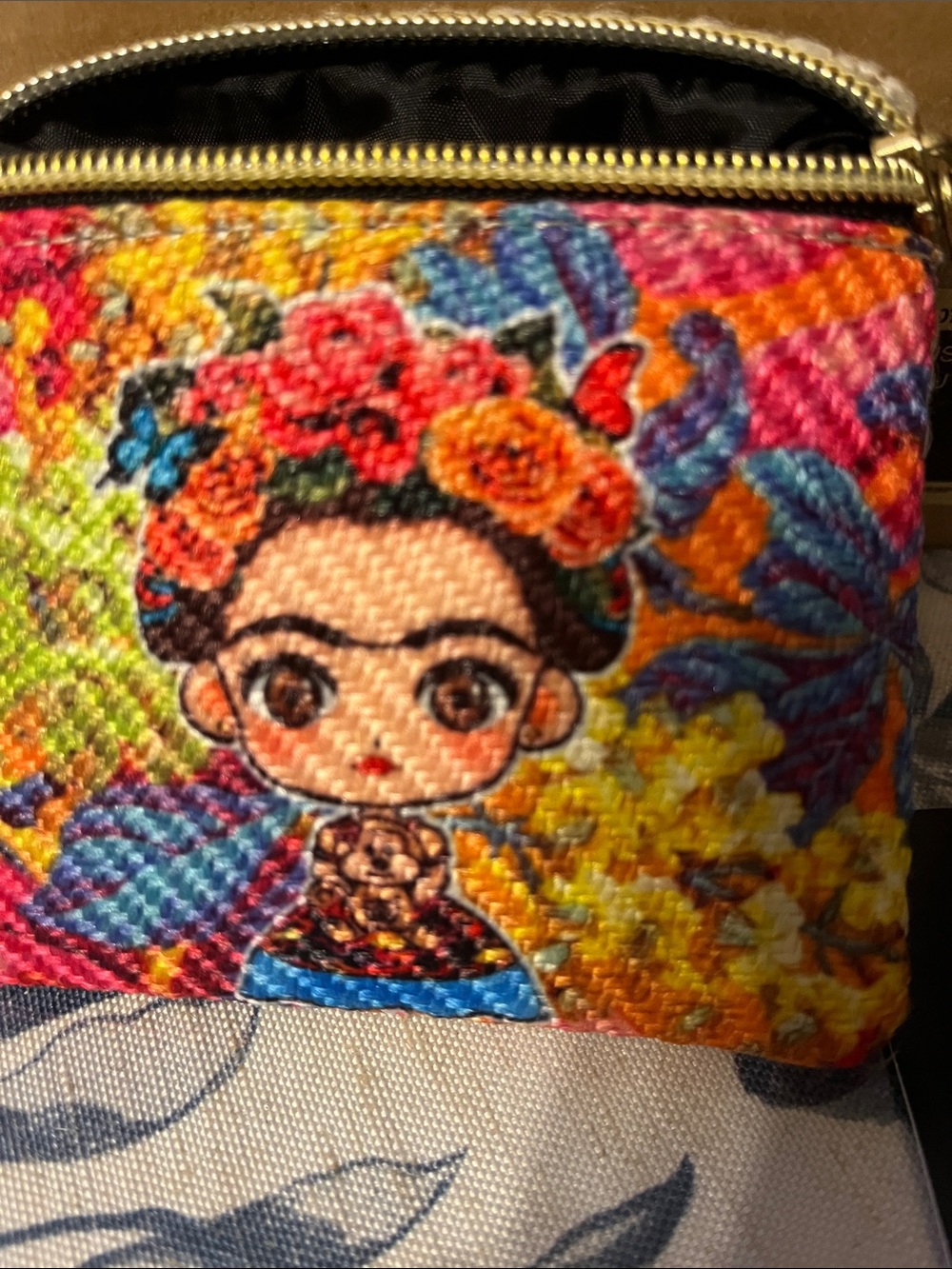 Frida Kahlo Floral Canvas Coin Purse - Multicolor